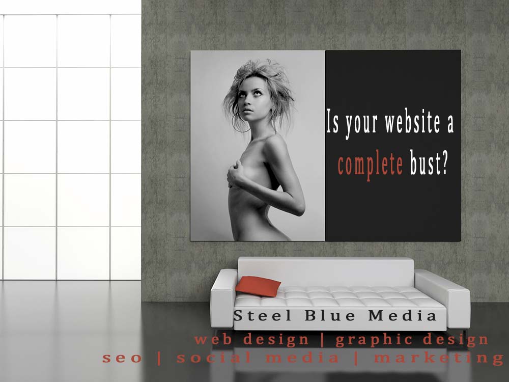 Naked woman holding her chest, is your website a complete bust?